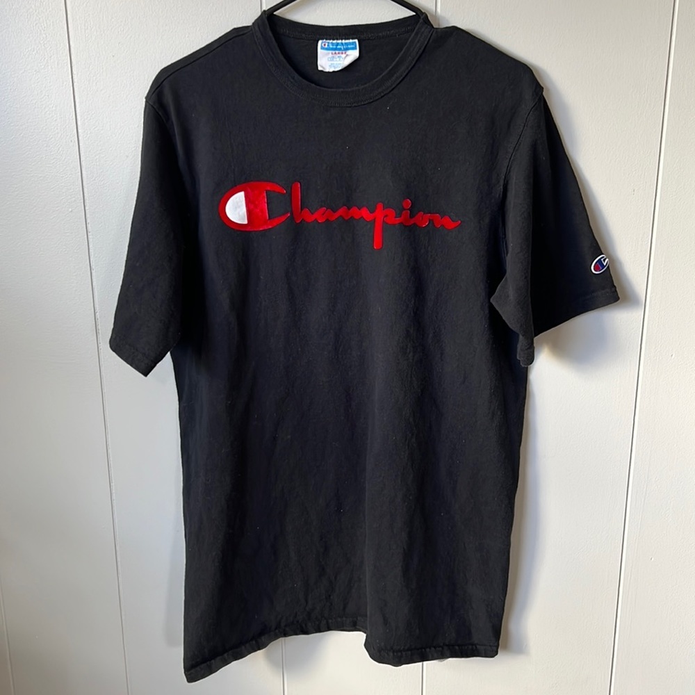 Vintage Champion velvet red lettering tee shirt